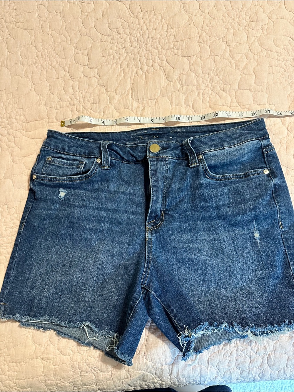 Seven7 Dark Blue Distressed Denim Cutoff Shorts